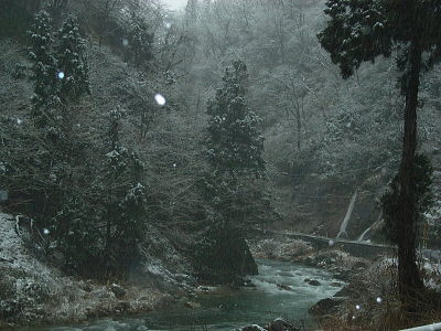 渓谷の雪景色